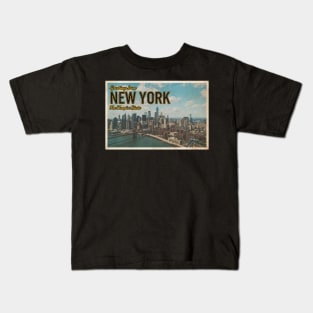 Greetings from New York - Vintage Travel Postcard Design Kids T-Shirt